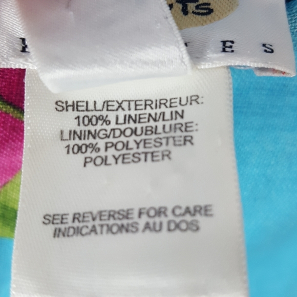 Talbots Linen tropical print pants Blue Floral - Picture 14 of 15